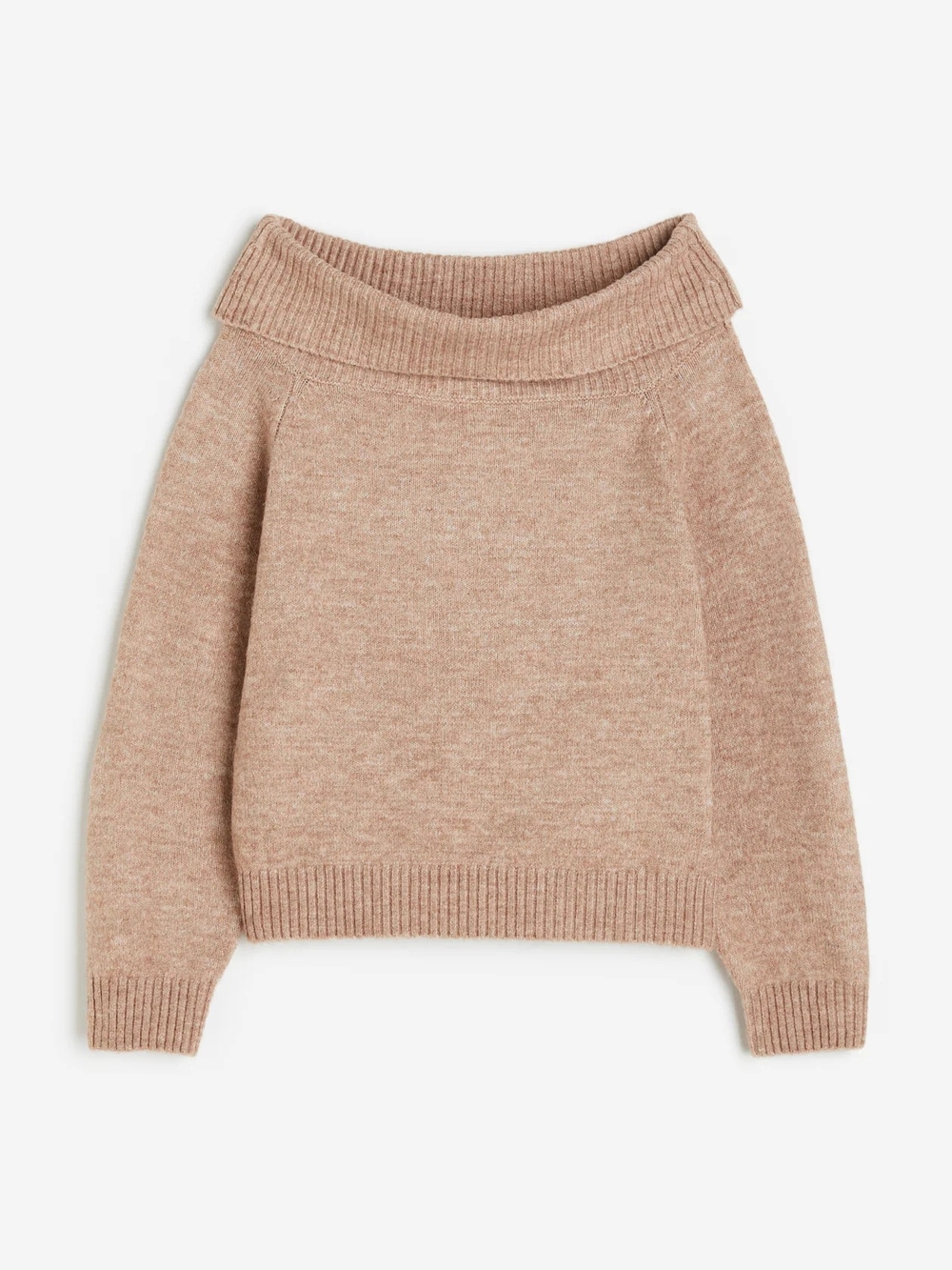 H&M Off-the-Shoulder Sweater in Light Taupe